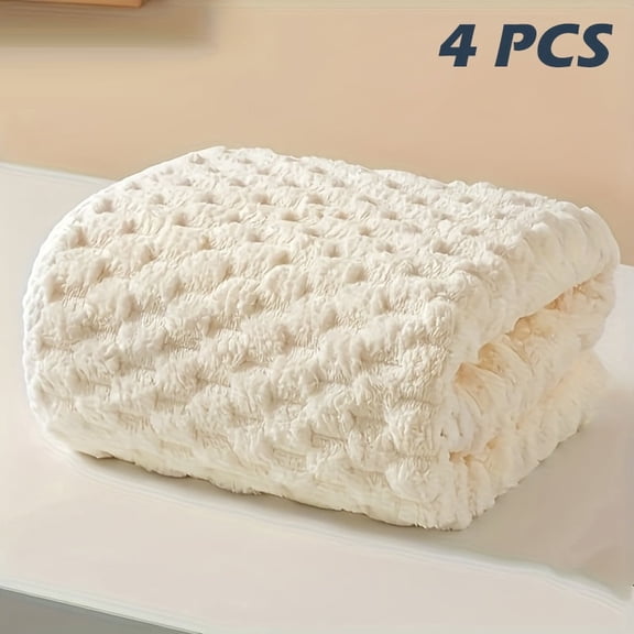 Super Soft Woven Microfiber Bath Towels - 4 Pack/Beige, Ultra Absorbent & Quick Dry
