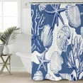 thumbnail image 2 of 54x78 Inch Shower Curtain Decorative Coastal Blue Coral Bathtub Bath Curtains Fabric Waterproof Bathroom Decor Summer Ocean Watercolor Shell Small Stall Shower Curtain Set with 12 Hooks, 2 of 6