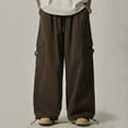 thumbnail image 1 of asjyhkr Cargo Pants for Men Wide Leg Elastic Waist Drawstring Hiking Camping Work Pants with Multi Pockets, 1 of 7