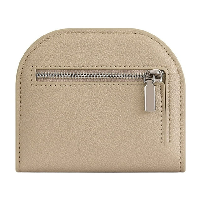 Btomtd Semicircle Mini Women's Solid Color Coin Purse High-end Multi-slot Card Bag, Khaki