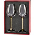 thumbnail image 2 of Fashion Set Of 2 Wine Glasses With 24K Gold Flake Stems Gift Bag (3.25 X 3.25) Made In China jcg110, 2 of 5
