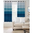 thumbnail image 2 of Blue Ombre Blackout Curtains, Light Blocking Print Window Curtains, Ocean Waves Beach Gradient Thermal Insulated Window Drapes for Living Room Kitchen Cafe 2 Panels, 84"W x 63"L, 2 of 9