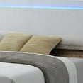 thumbnail image 3 of Benjara Sok California King Panel Bed, LED Headboard, Low Profile Footboard, White, 3 of 5