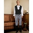 thumbnail image 3 of FEOYA Medieval Pirate Pants Men Renaissance Gothic Pants Steampunk Trousers Viking Navigator Trousers Striped Casual Sweatpants with Drawstrings L, 3 of 6
