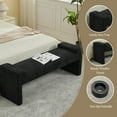 thumbnail image 3 of 58.7" Linen End of Bed Bench Upholstered Modern Bedroom Bench for Living Room & Entryway,Footrest Ottoman Accent Window Bench with Solid Wood Frame & Curved Arm, Black, 3 of 10