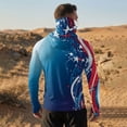 thumbnail image 5 of Men's Patriotic American Flag Fishing Hoodie with Built-in Face Mask and Thumbhole Cuffs Featuring UPF 50+ Sun Protection Long Sleeve Shirt for 4th of July Memorial Day Blue L, 5 of 9