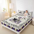 thumbnail image 3 of Manfei Spooky Halloween Print Bed Sheets,Purple Floral Full Size Sheets,4-Piece,1 Flat Sheet, 1 Fitted Sheet and 2 Pillowcases, 3 of 6