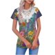 thumbnail image 3 of TaTaai Women‘s Everyday Floral Print Pullover， V Neck Short Sleeve Blouse with Sheer Mesh Accents， Relaxed Fit Casual Top for Spring Season Wear Gift, 3 of 5