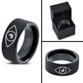 thumbnail image 4 of Tungsten Looking Seeing Eye Band Ring 9mm Men Women Comfort Fit Black Flat Cut Brushed Polished, 4 of 4