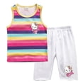 thumbnail image 3 of Ropa para niños de Hello Kitty, nuevo traje con Top de dibujos animados de colores del arcoíris, lindo conjunto informal sin mangas y pantalones cortos de dos piezas para niños, 3 of 4