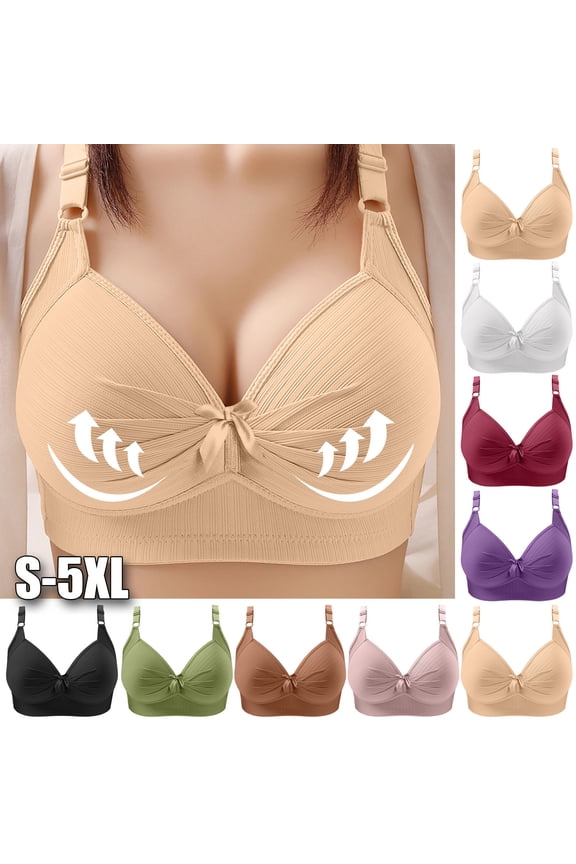 Wireless Bras for Women Wide Band Push Up Back Comfy Fix Bras Double Wide Band Bras Plus Size Bras Full Coverage Bras Hides Back Side Comfy Bras,Beige,XXXL
