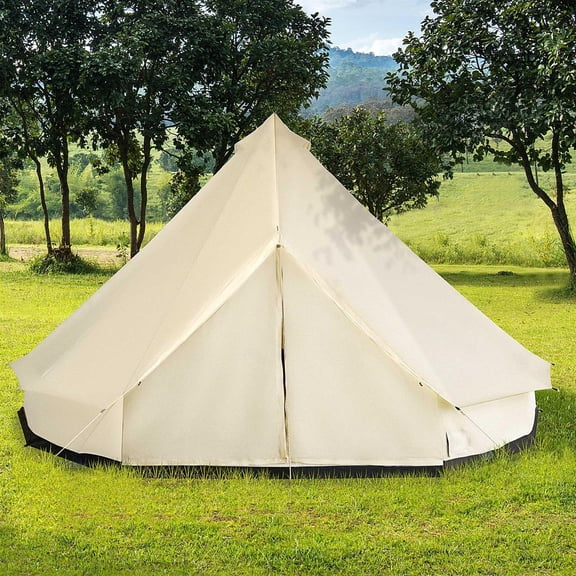Demifill 10-Person Waterproof Yurt Camping Tent - Beige, 16.5’x16.5'x10' Size, Unique Style with Spacious Interior & Breathable Design