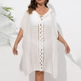 thumbnail image 2 of Danhjin Oversized Swimsuit Coverups for Women Hollow out Short Sleeve Casual Beachwear Summer Bikinis Beach Sun Bathing Swiming Cover up Loose Dress, 2 of 3