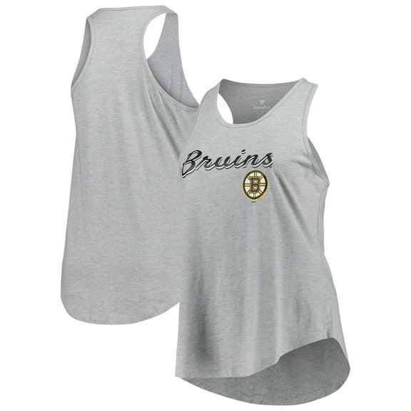 Women's Fanatics Heather Gray Boston Bruins Plus Size Racerback Tank Top