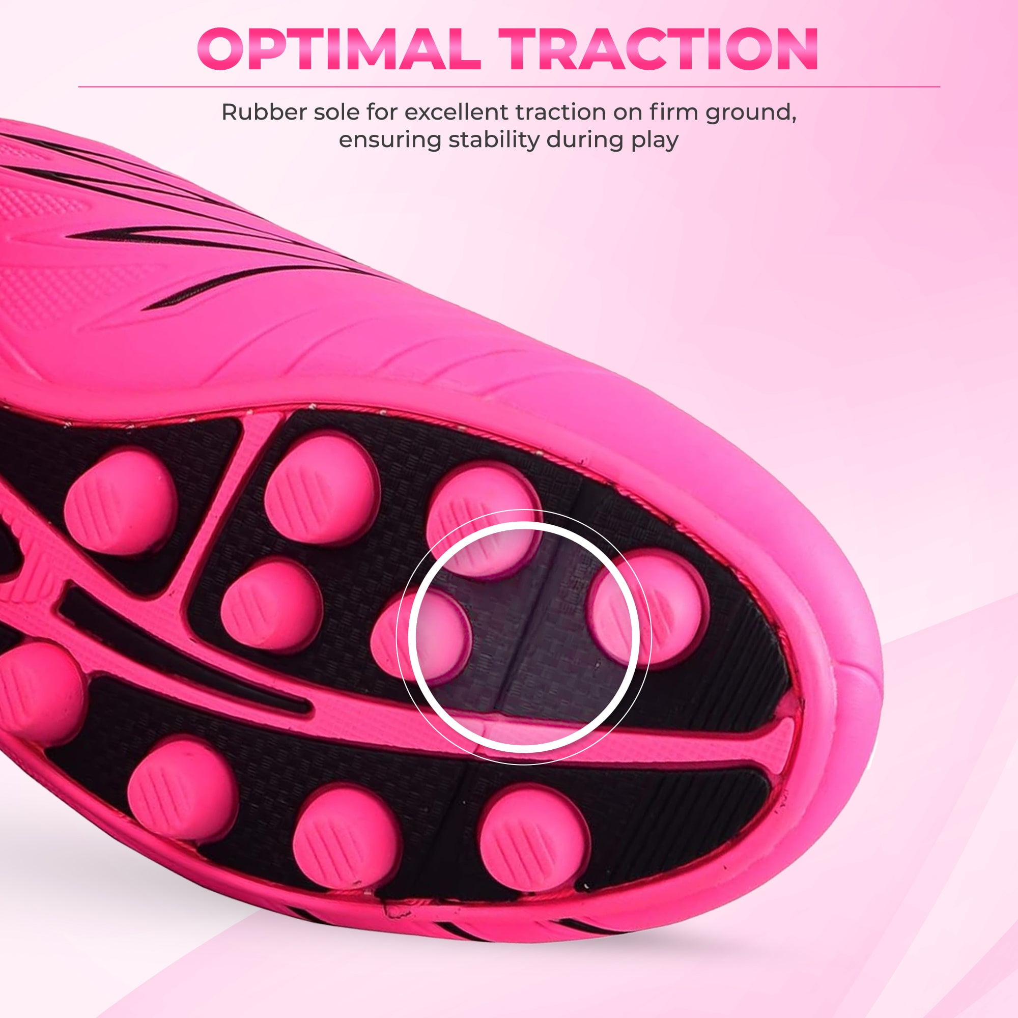 Vizari Boca Firm Ground Soccer Cleats for Kids & Youth – Lightweight, Durable, Comfortable Shoes with Traction & Padded Heel - Pink/Black, 3.5