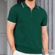 thumbnail image 3 of Camisas de Vestido para Hombre de Manga Corta Viscosa 1/4 Cremallera, Camiseta de Punto Casual con Rayas Y Cuello de Giro para la Oficina, el Golf Y el Uso de Negocios, 3 of 8