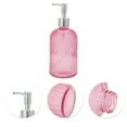 thumbnail image 5 of Unique Bargains 1 Pc Durable Vertical Stripes Soap Dispenser 13.53oz Pink Silver Tone, 5 of 6