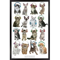 Keith Kimberlin - Kittens - Headphones Wall Poster, 14.725" x 22.375", Framed