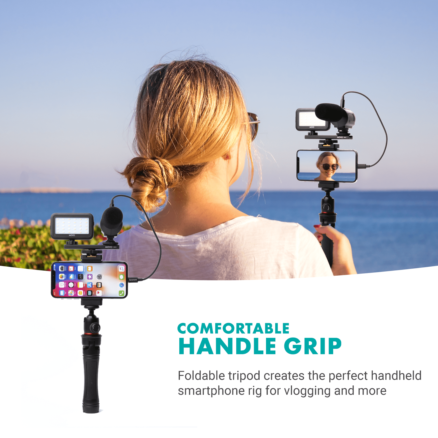 Movo iVlogger Vlogging Kit for iPhone with Mic, Light, Tripod, and More