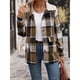 thumbnail image 5 of Chaqueta de Solapa A Cuadros para Mujer, de Larga, con Capucha de Forro , Abrigo Cálido para Otoño e Invierno Caqui M, 5 of 10