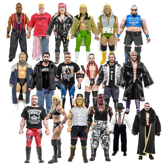 Set of 18 Loose Rising Stars & Legends of Wrestling Action Figures