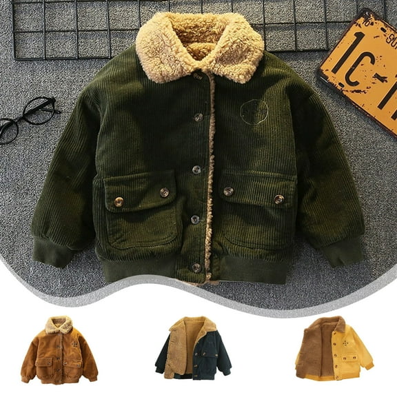 Mwjwdo Toddler Boys Winter Coat Kid Button Down Warm Outwear Jacket Boys Corduroy Fleece Sweatshirt Warm Clothes
