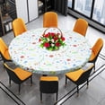 thumbnail image 2 of Fitted Vinyl Tablecloth Flannel Backed & Elastic Edge Table Cover Indoor Outdoor  Fitted Vinyl Wipeable Table Protector 35‘‘-43”/43”-55‘‘ Diameter for Home, 2 of 6