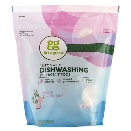 Grab Green Automatic Dishwashing Detergent Pods, Thyme with Fig Leaf, 60 Loads,2lbs, 6oz (1,080 g)