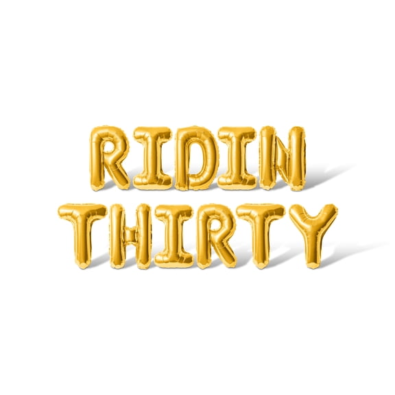 Letter Balloons - RIDIN THIRTY 16" Inch Alphabet Letters Foil Mylar Balloon Birthday Party Banner (Gold)