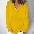 thumbnail image 3 of TKLPEHG Knit Sweater for Women Fall Fashion V Neck Long Sleeve Shirts Casual Comfy Pullover Sweater (Yellow,XL), 3 of 5