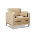 thumbnail image 5 of Fawn Brown Velvet Arm Chair, 36". Foam & Feather Fill. Removable And Reversible Cushions. Textured Rubber Wood Legs. 34"x35"x36", 62 Lb 36" Modern Chair In Velvet. . Seat Solid 34" W X 35" H D,, 5 of 5