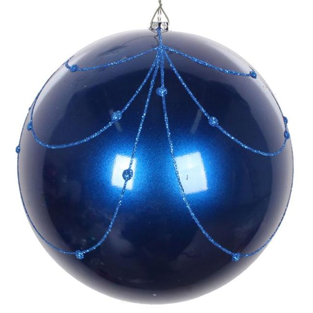 Vickerman MT194702D Rideau Ornemental Pailleté Bonbon Bleu 6 Po. - 3 par Sac