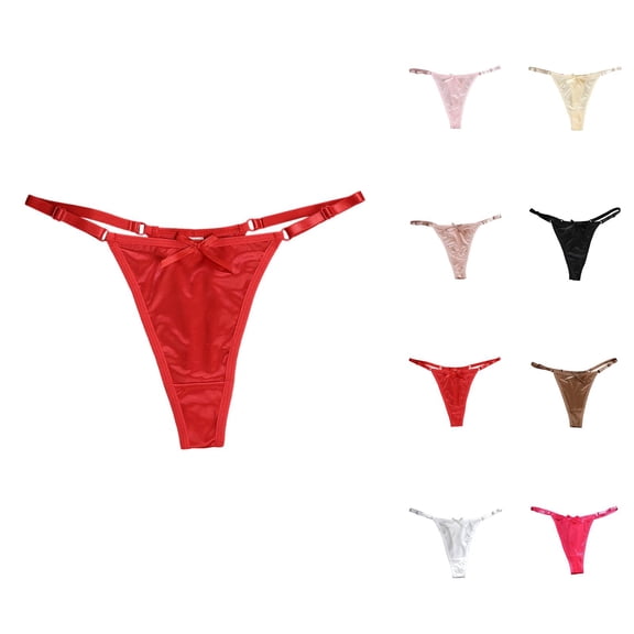 Satin Adjustable Women's Panties Low Rise Thong Underwear With Bow Detail Sexy Peach Enhancer Comfortable Lingerie