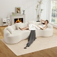 thumbnail image 6 of Timbernest Sectional Couch, 110" Curved Chenille Sleeper Sofa, 4 Seater Modular Sectional with 4 Pillows for Living Room, White, 6 of 10