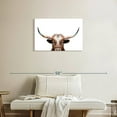 thumbnail image 2 of Elephant Stock Peeking Long Horn Wall Art - Horizontal Canvas Wall Art - Living Room Wall Decor - Animal Canvas - White And Brown Decor By Sisi And Seb - 30" x 20", 2 of 4