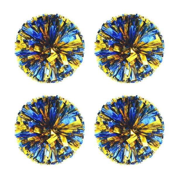 Soidarity Pompones de porristas de plástico de 4 Uds para actuaciones vibrantes, pompones de porristas ligeros y portátiles Animadoras oro mezclado azul
