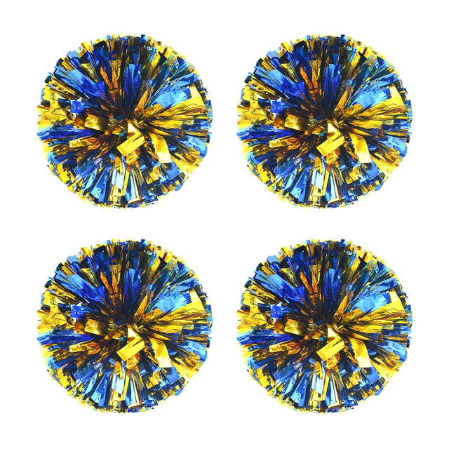 Youkk 4 Pcs Pompons de Cheerleading Colorés pour Se Démarquer sur le Terrain Confortables Bleu Or Mélangé