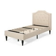 thumbnail image 1 of GDF Studio Polaris Contemporary Fabric Tufted Bed with Nailhead Trim, Beige and Black Twin, 1 of 10