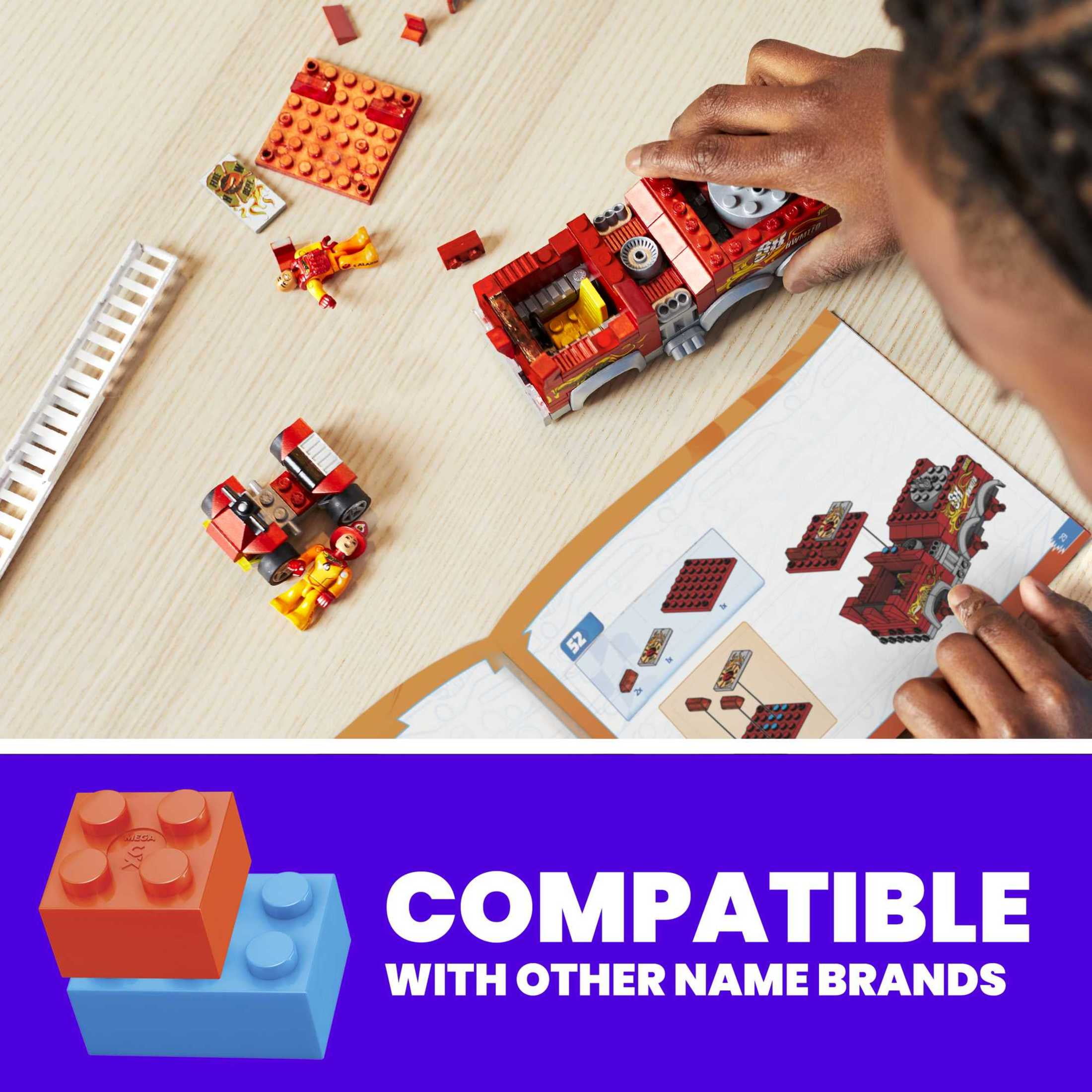 MEGA Hot Wheels 5-Alarm Fire Truck Monster Truck Building Set with 1 Figure (284 Pieces)