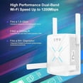 thumbnail image 5 of 1200 Mbps WiFi Repeater 1200Mbps Router White WiFi Extender Amplifier 2.4G/ 5GHz Wi-Fi Signal Booster Long Range Network, 5 of 9