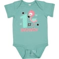 thumbnail image 3 of Inktastic 1st Birthday with Flamingo Stars and Hearts Girls Baby Bodysuit, 3 of 5