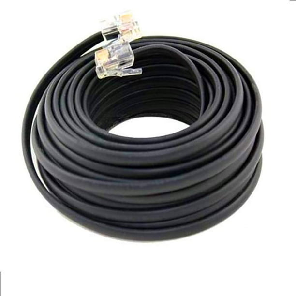 BoostWaves 100' Foot Black Telephone Extension Cord Cable Line Wire RJ