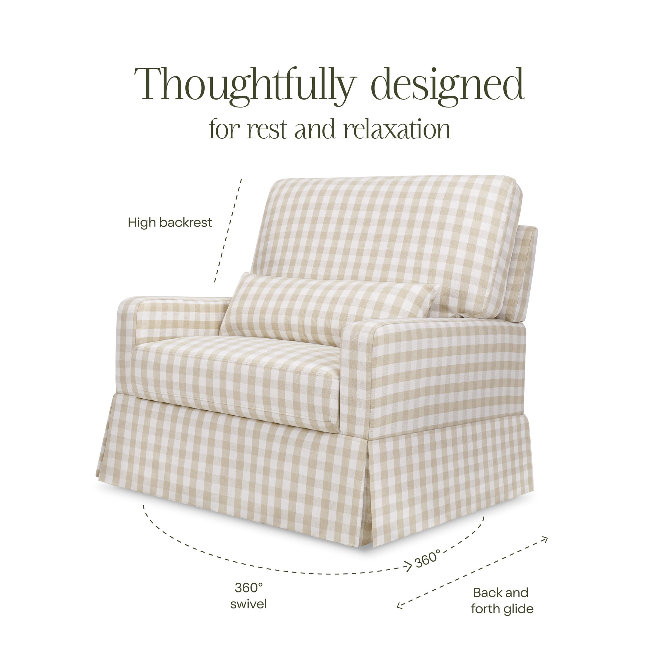 Namesake Crawford Chair and a Half Pillowback Swivel Glider