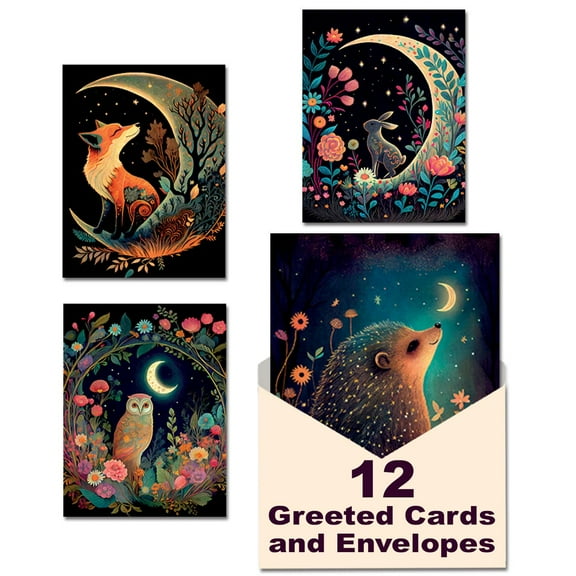 Leanin' Tree Woodland Wonder - Made In USA - 12 Assorted Cards with Envelopes All Occasion - Bulk Birthday Cards with Envelopes - Perfect Stationary Set Includes Thank You and Thinking of You