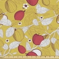 thumbnail image 1 of Fruit Fabric by the Yard, Pattern with Leaves Figs and Flowers, Decorative Upholstery Fabric for Chairs & Home Accents, Dark Coral Earth Yellow by Ambesonne, 1 of 5