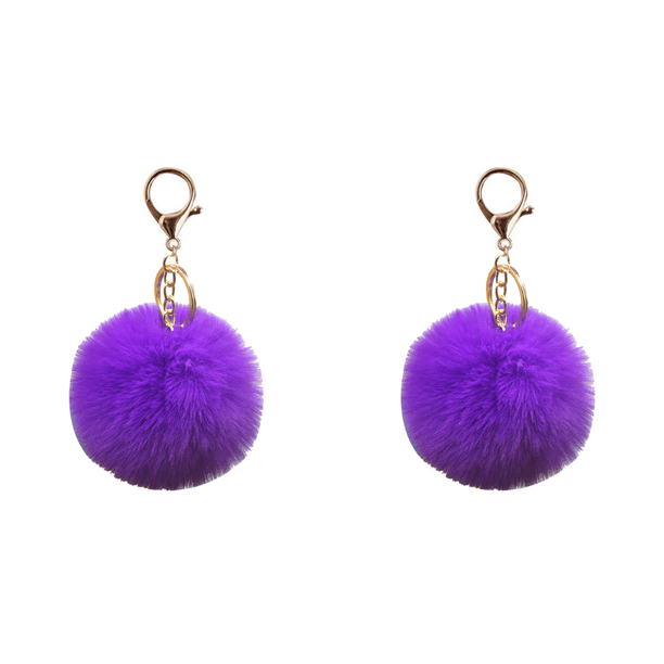 Llavero Con Pompón Piel Esponjosa Conejo Sintética Felpa Suave () Morado