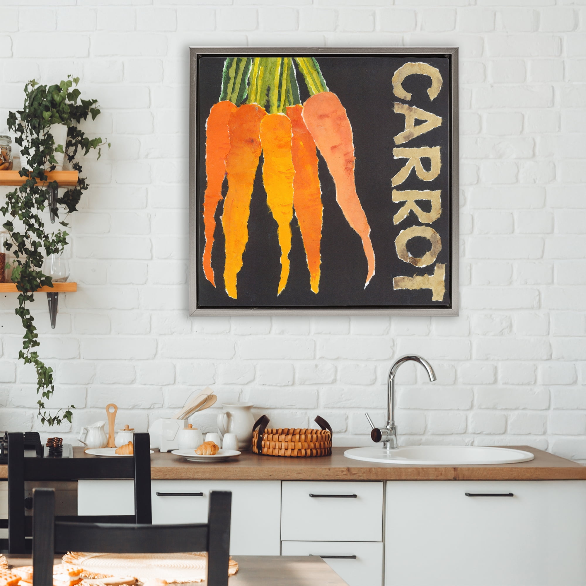 Stupell Industries Carrot Root Vegetable Gray Framed Floater Canvas Wall Art, design by Nancy Overton
