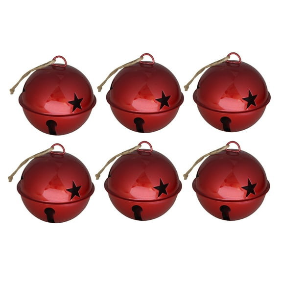 Haute Decor Jingle Bell Ornaments (large version) - 6 Pack - Shiny Red