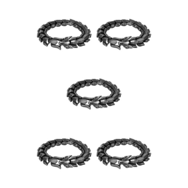 Thinsony Distinctive Gothic Punk Dragon Scale Bangle 48 inches Cool and Contemporary Black 7.48 Inch 5Set