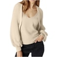 thumbnail image 2 of Vmvidoty Womens Sweater & Cardigan Top Solid Color Long Sleeved Hooded Jacket Beige M( Women's or Women's Plus ), 2 of 8